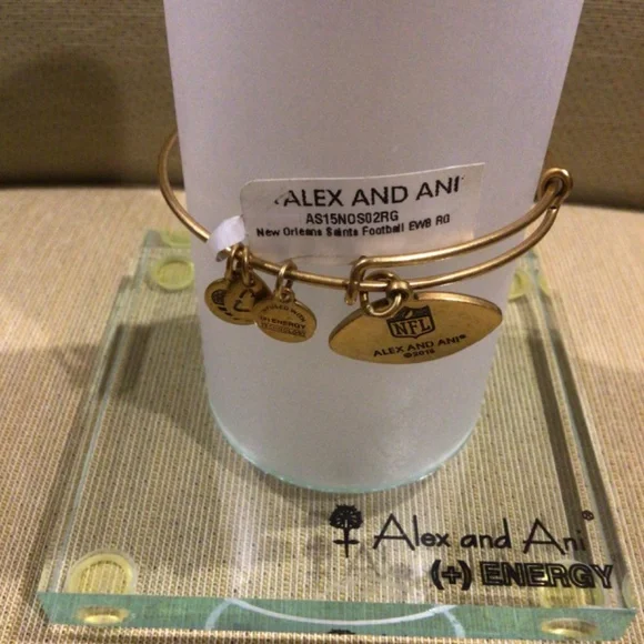 Alex And Ani “New Orleans Saints” Rafaelian Gold Expandable Wire Bangle Bracelet - Picture 2 of 2